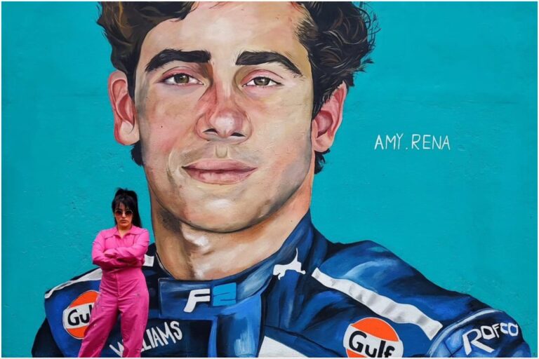 Creó un mural de Colapinto en Luján y quedó atónita ante la respuesta del piloto: Tuve que mirarlo tres veces