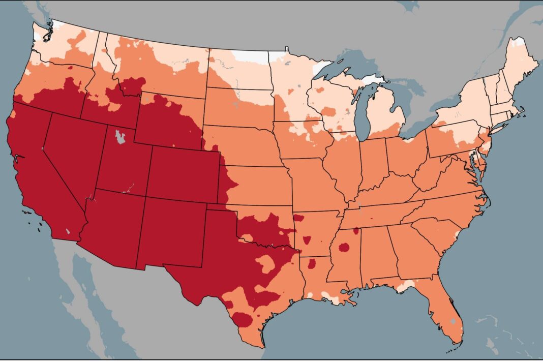 Mapa de la NOAA mostrando las temperaturas récord en Estados Unidos durante el mes de marzo.