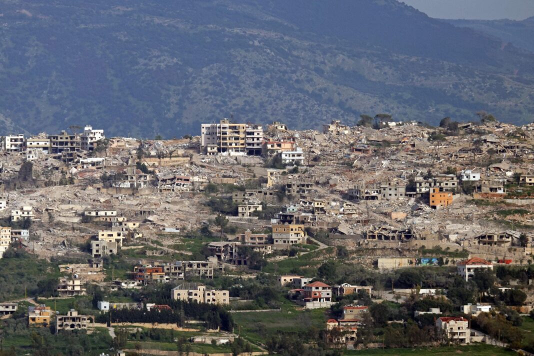 Imagen ilustrativa del conflicto en el sur del Líbano con daños en edificios residenciales