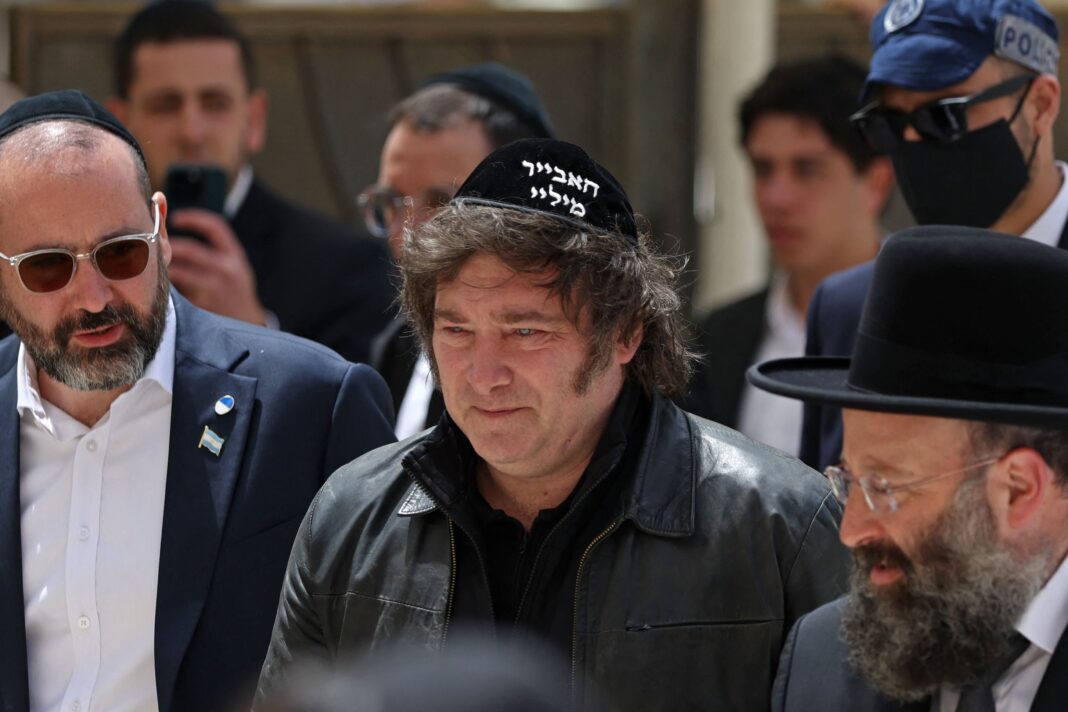El presidente argentino Javier Milei durante su visita oficial a Israel.