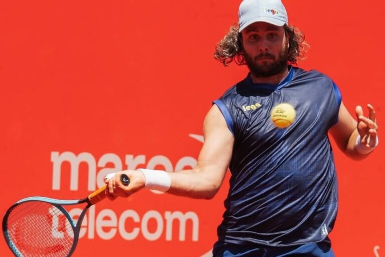 Marco Trungelliti durante el partido de la final del ATP 250 de Marrakech ante Rafael Jodar.