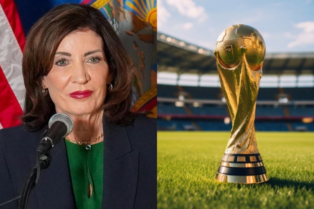 Pantalla gigante en Canalside durante un evento deportivo