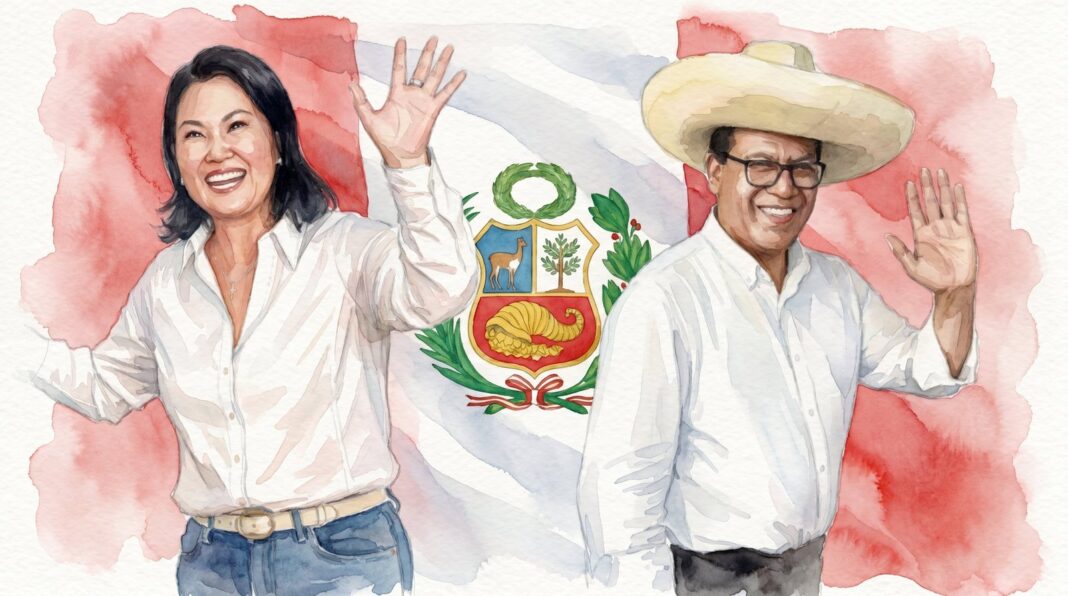 Gráfico de análisis de sentimiento digital de Keiko Fujimori y Roberto Sánchez en redes sociales