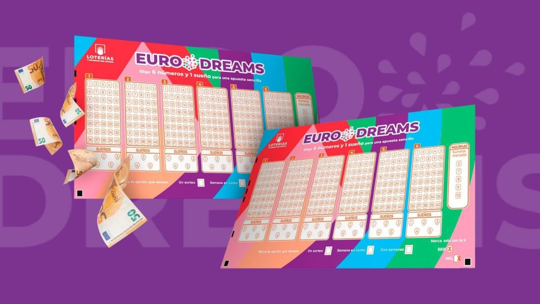 Boleto de EuroDreams con los números ganadores del sorteo del 25 de mayo de 2026