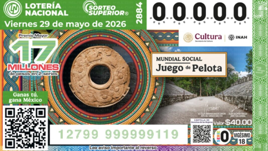 Billete del Sorteo Superior 2884 de la Lotería Nacional dedicado al Juego de Pelota