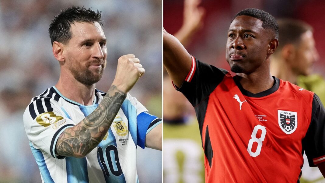Jugadores de la selección argentina y austriaca en el campo de juego del Mundial 2026