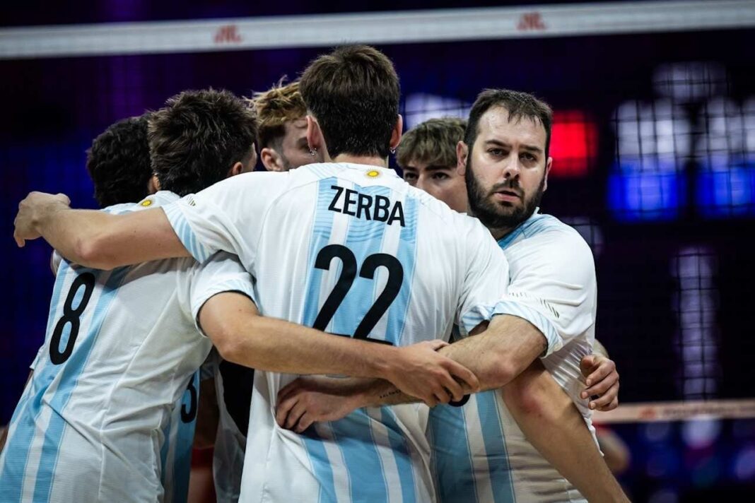 Selección argentina de vóleibol en partido de la VNL 2026