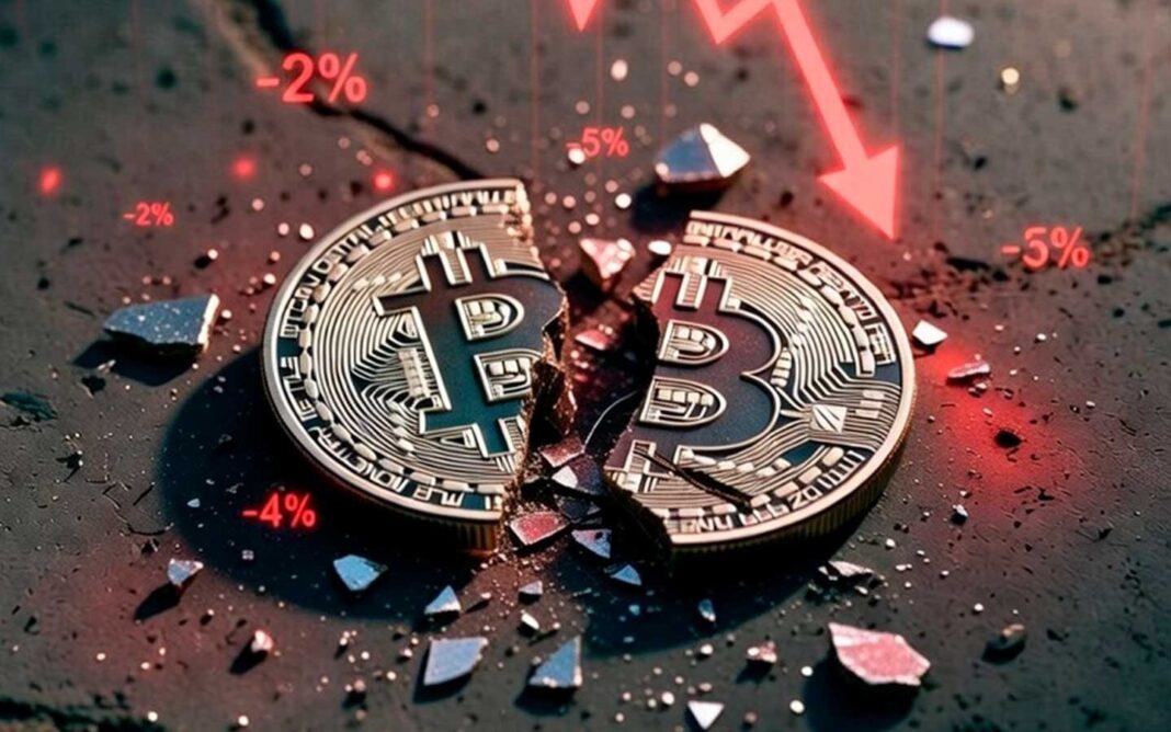 Gráfico de cotización de bitcoin en descenso