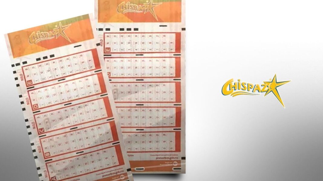 Boleto de Chispazo con números ganadores y logo de Pronósticos para la Asistencia Pública
