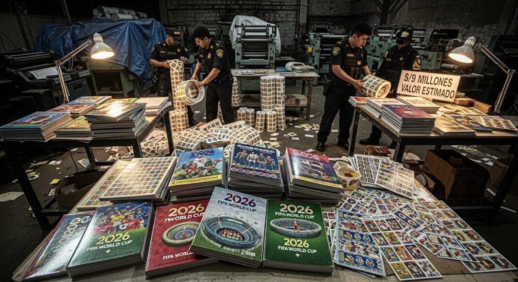 Sacos con figuritas falsificadas del Mundial 2026 incautados por la Policía Nacional en Breña