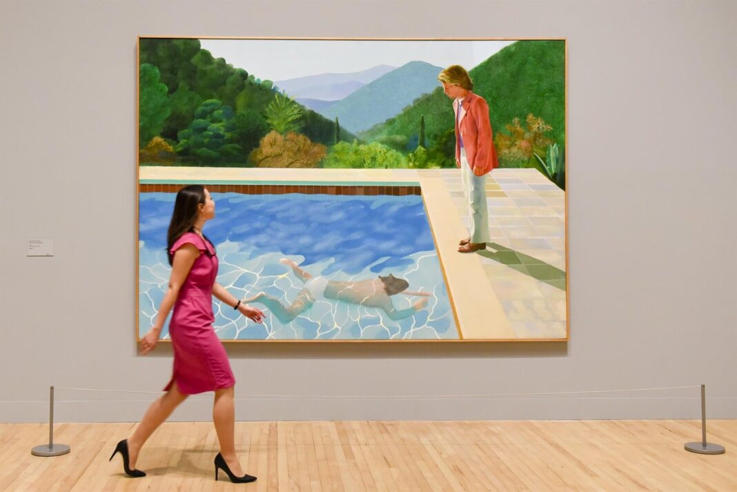 Pintura de David Hockney titulada Portrait of an Artist (Pool with Two Figures) de 1972