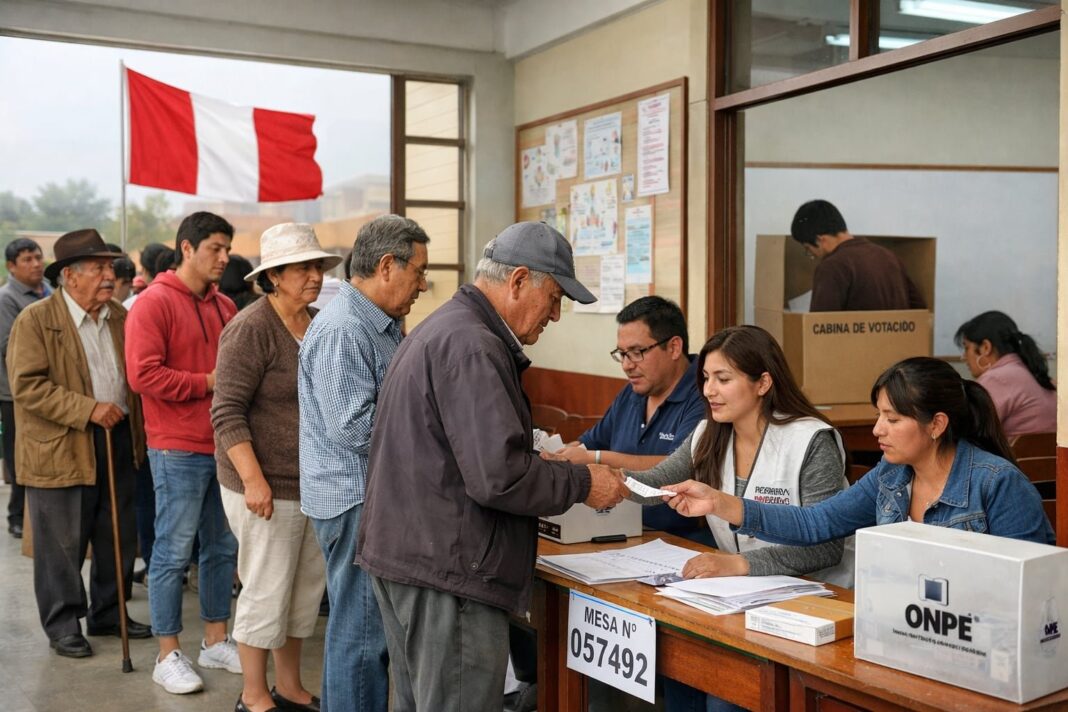 Miembros de mesa en un local de votación electoral