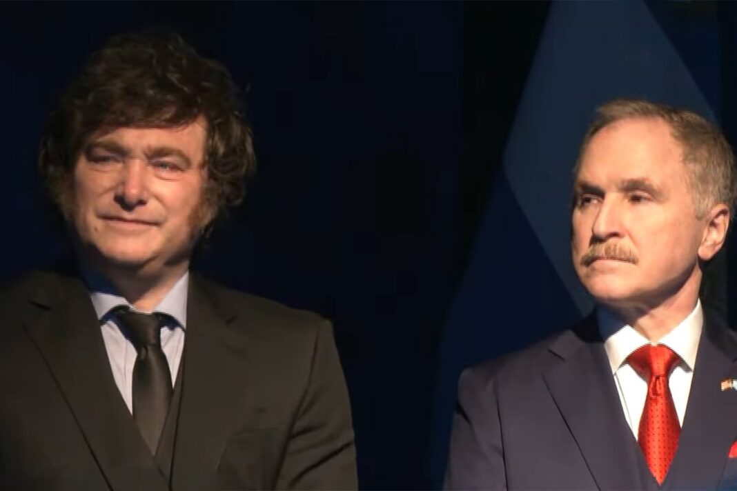 Presidente Javier Milei en la embajada de Estados Unidos durante la celebración de los 250 años de independencia