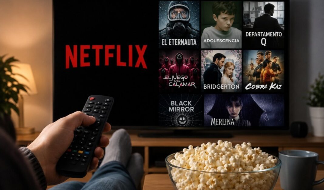 Logotipo de Netflix sobre fondo rojo