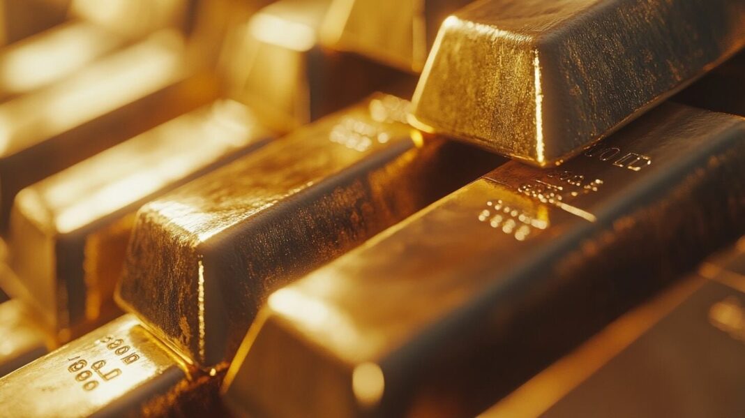 Lingotes de oro sobre una superficie