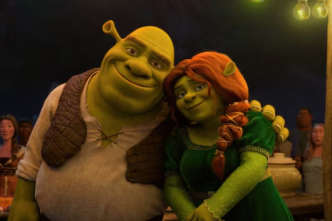 Escena del tráiler de Shrek 5 con Shrek y Burro en el pantano