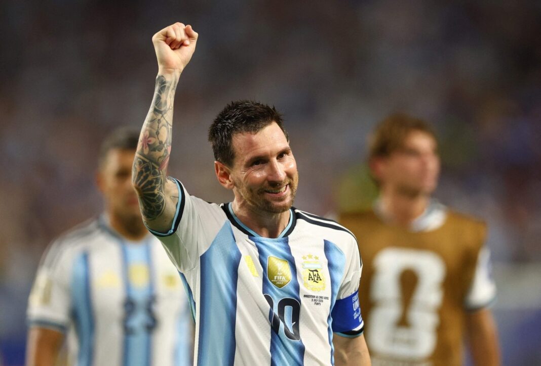 Lionel Messi celebra un gol durante el partido entre Argentina y Cabo Verde en el Hard Rock Stadium de Miami