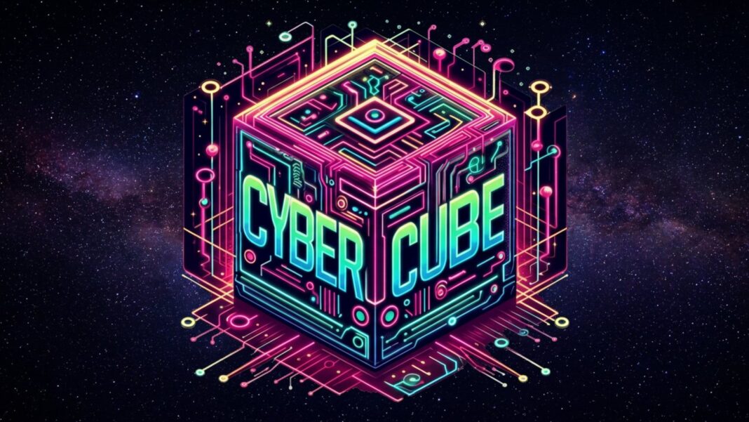 Ilustración del satélite CubeSat de la misión CyberCUBE en órbita terrestre