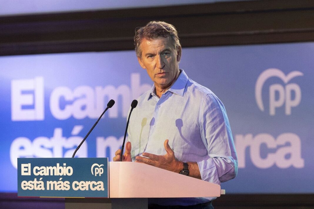 Alberto Núñez Feijóo en un acto del Partido Popular
