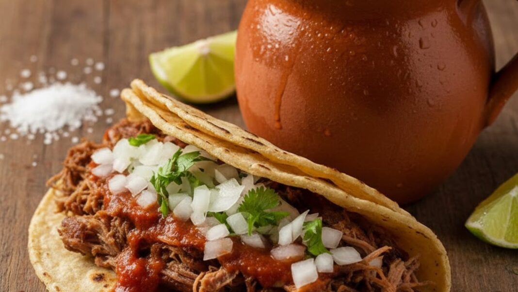 Barbacoa de hoyo y pulque artesanal en el zócalo de Chignahuapan durante el festival