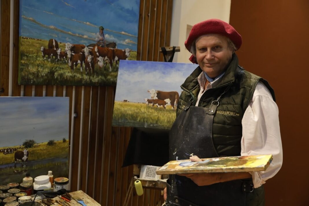 Cuadro Minga de rodillas de Julio Parada Seifert en la Exposición Rural