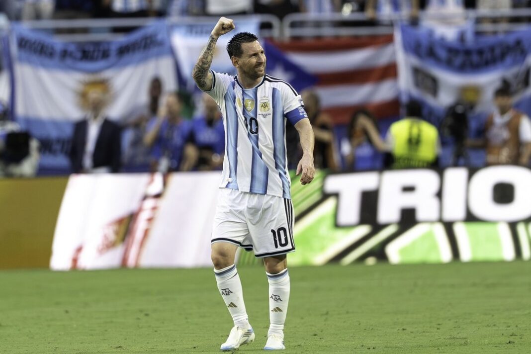 Lionel Messi celebra un gol durante el partido Argentina vs. Cabo Verde por el Mundial 2026