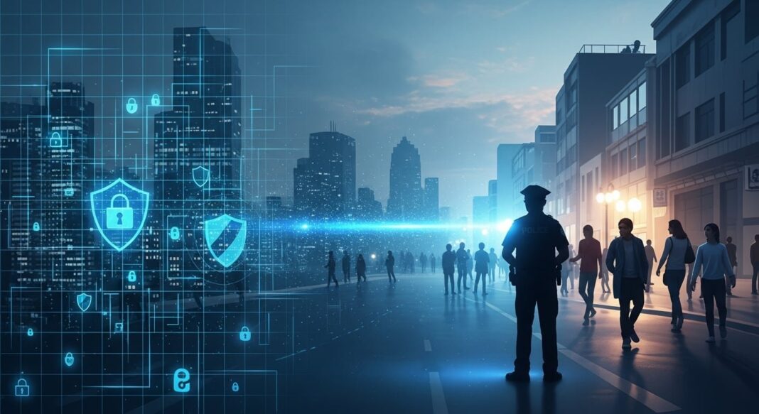 Representación conceptual de seguridad en los ámbitos físico y digital