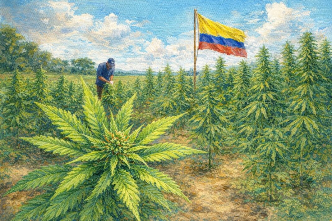 Planta de cáñamo en un campo de cultivo en Colombia