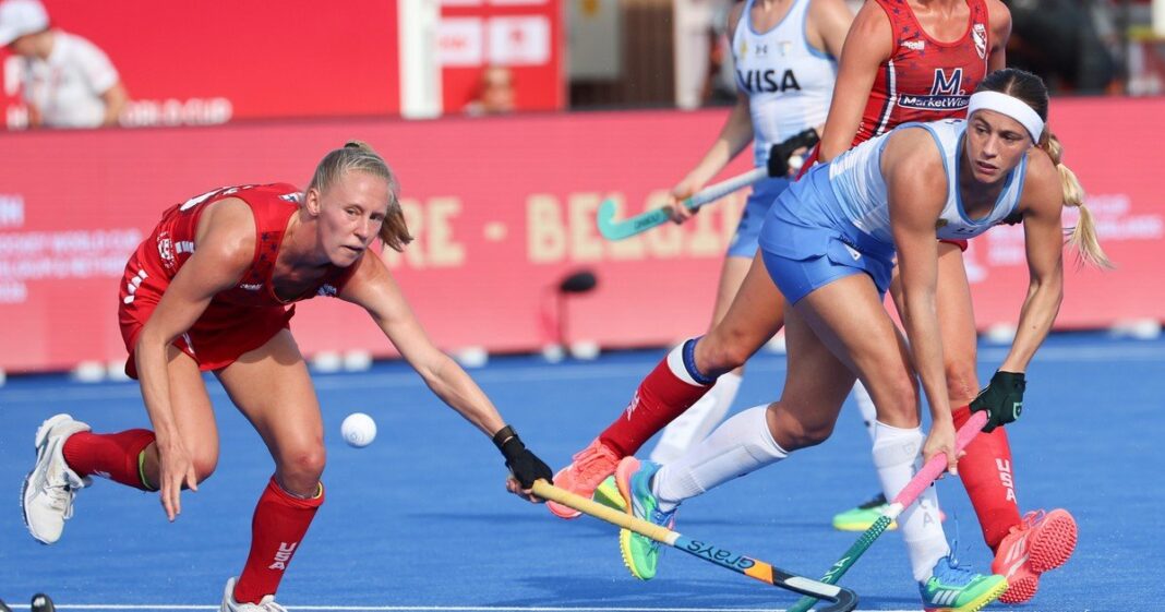 Las Leonas durante el partido contra Estados Unidos en el Mundial de hockey sobre césped 2026
