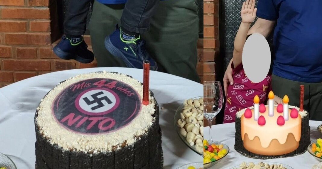 Torta de cumpleaños decorada con una esvástica en Oberá, Misiones