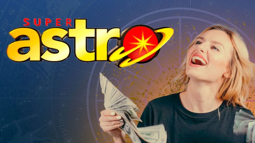 Boleto de lotería Super Astro Luna con número ganador