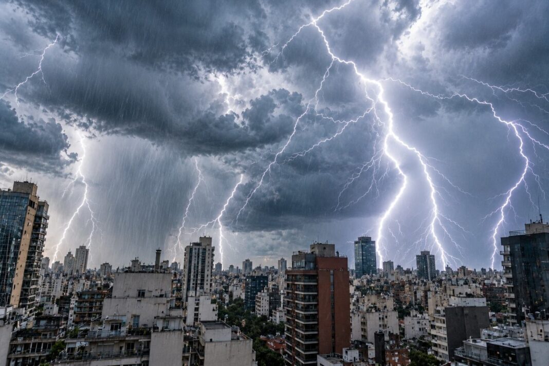 Mapa de alerta por tormentas en Argentina